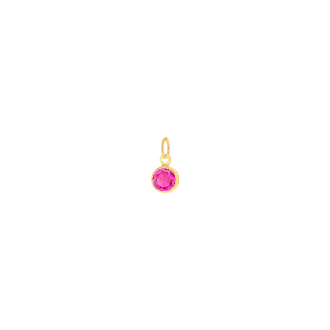 9ct Yellow Gold Mini 3.5mm Birthstone CZ Charm Pendant - RubyJade
