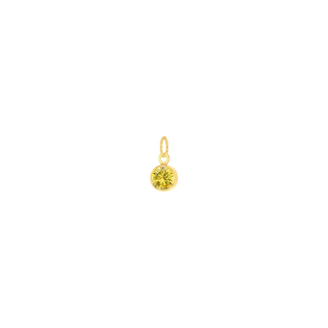 9ct Yellow Gold Mini 3.5mm Birthstone CZ Charm Pendant - RubyJade