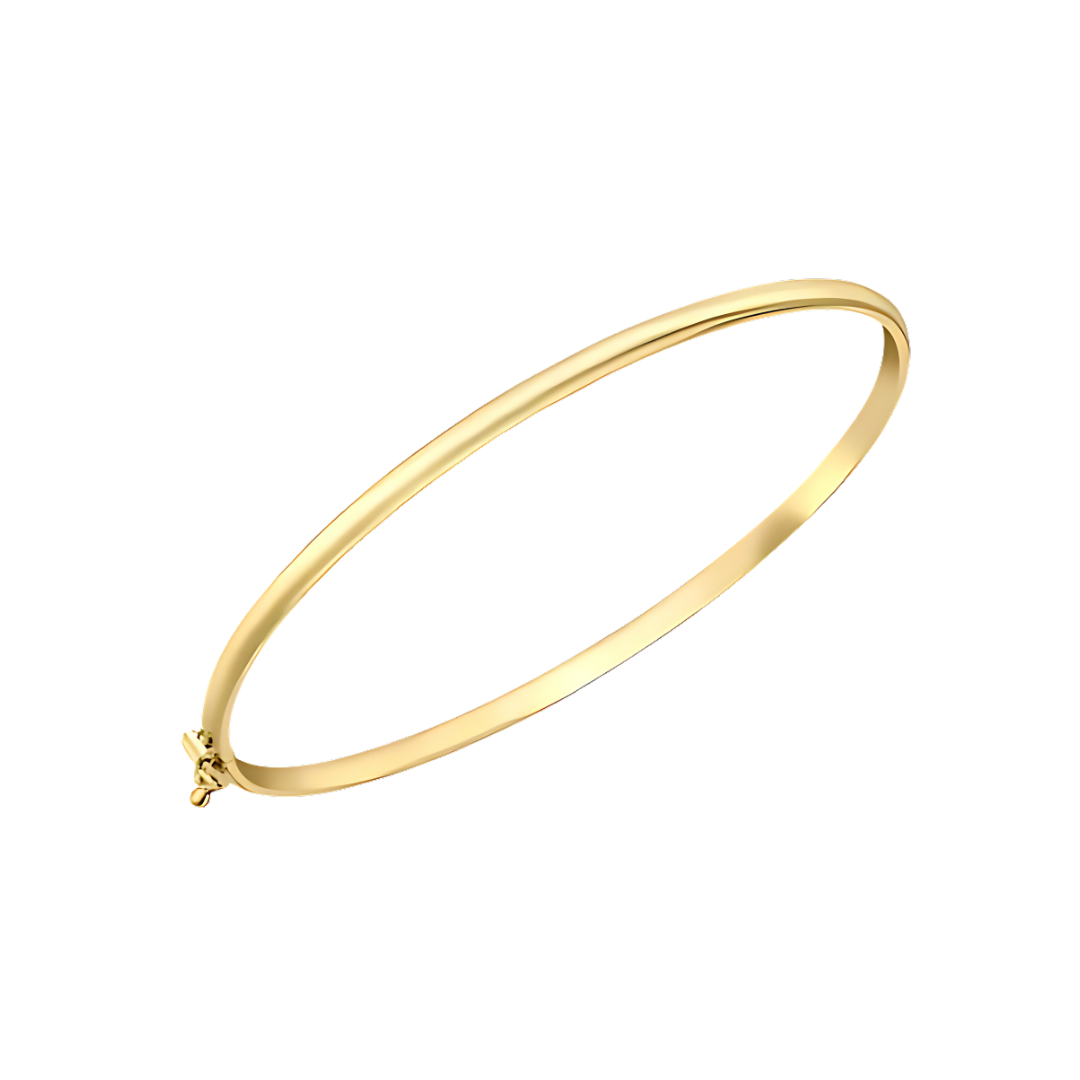 Gold 3mm Domed Bangle with Boxed Clasp - RubyJade