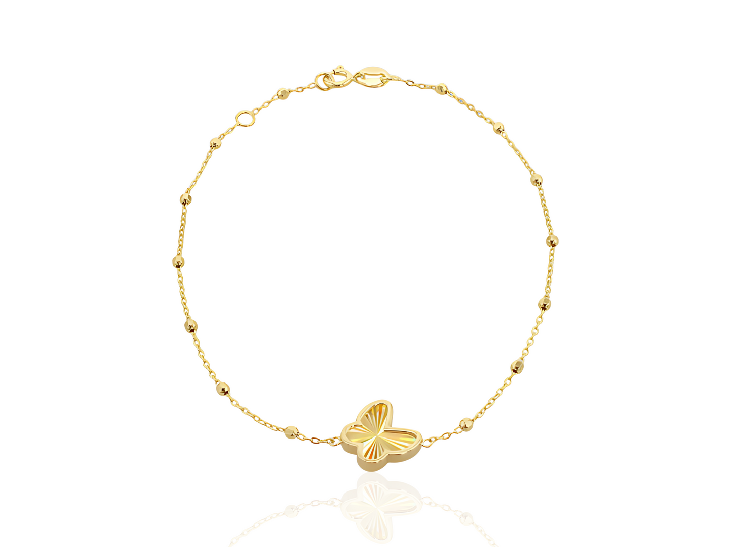 9ct Yellow Gold Butterfly Adjustable Bracelet