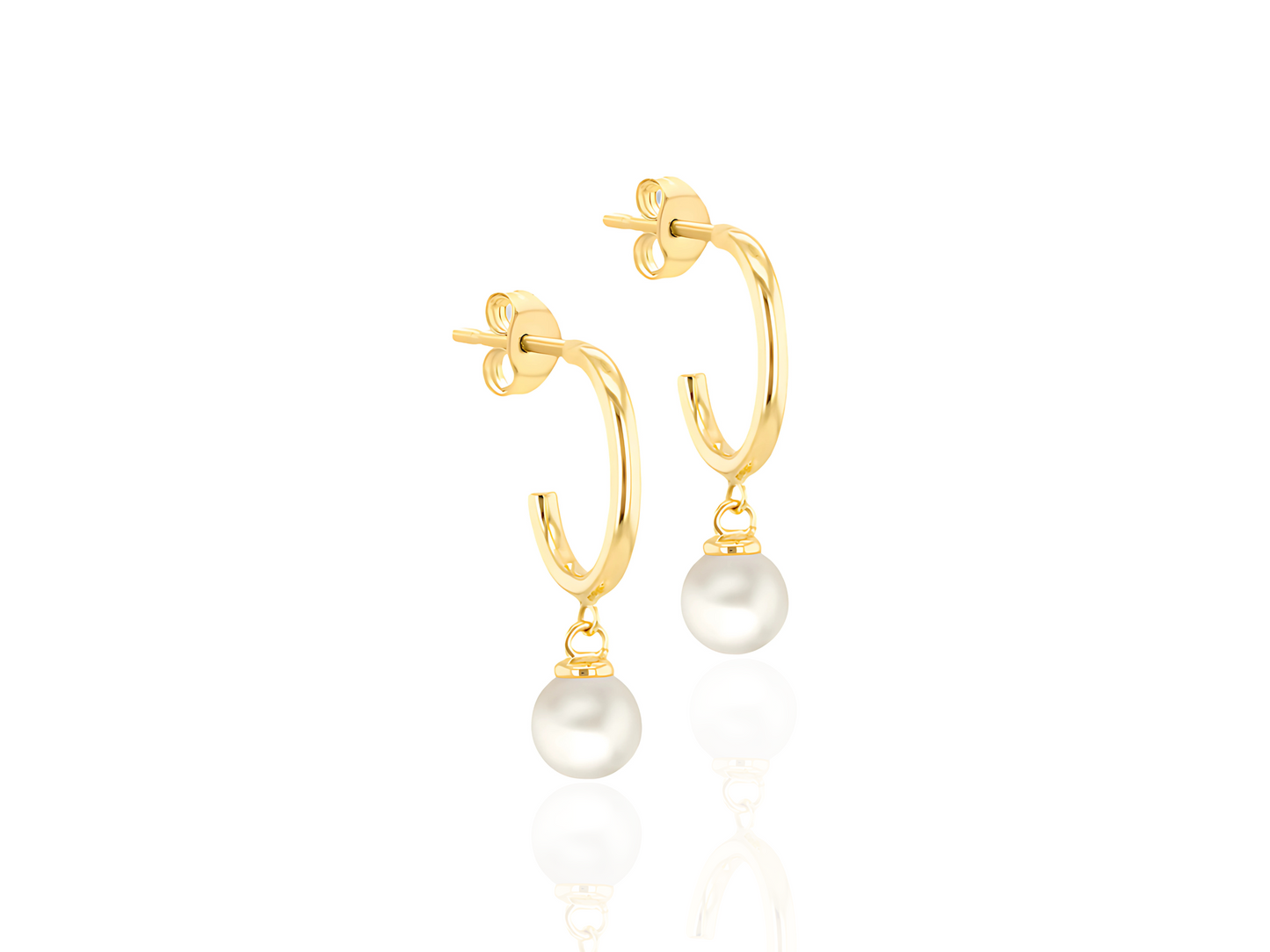 9ct Gold Freshwater Pearl Drop Earrings – Double 5mm Pearls