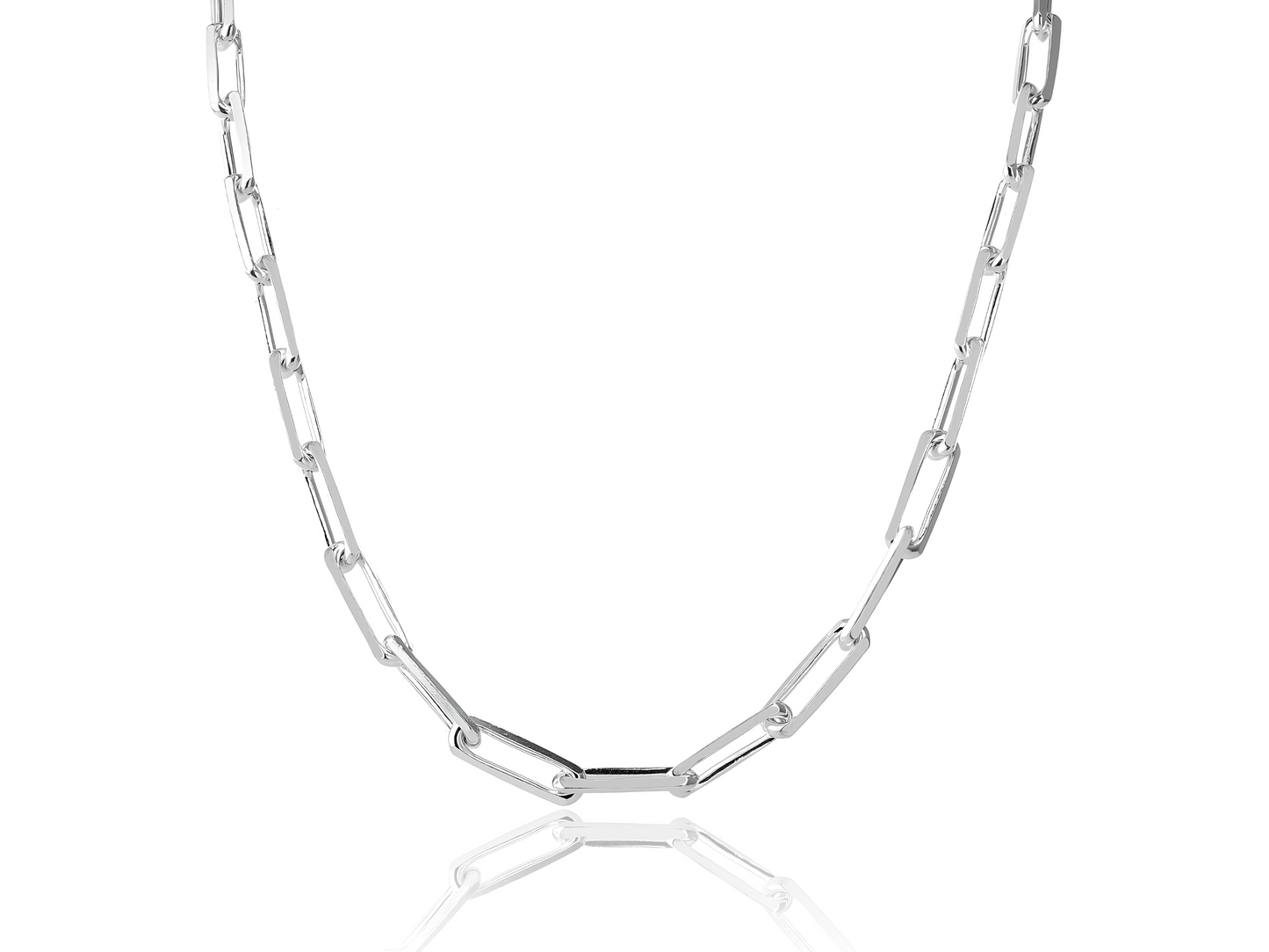Sterling Silver 5mm Faceted Paperclip Chain Necklace – 51cm