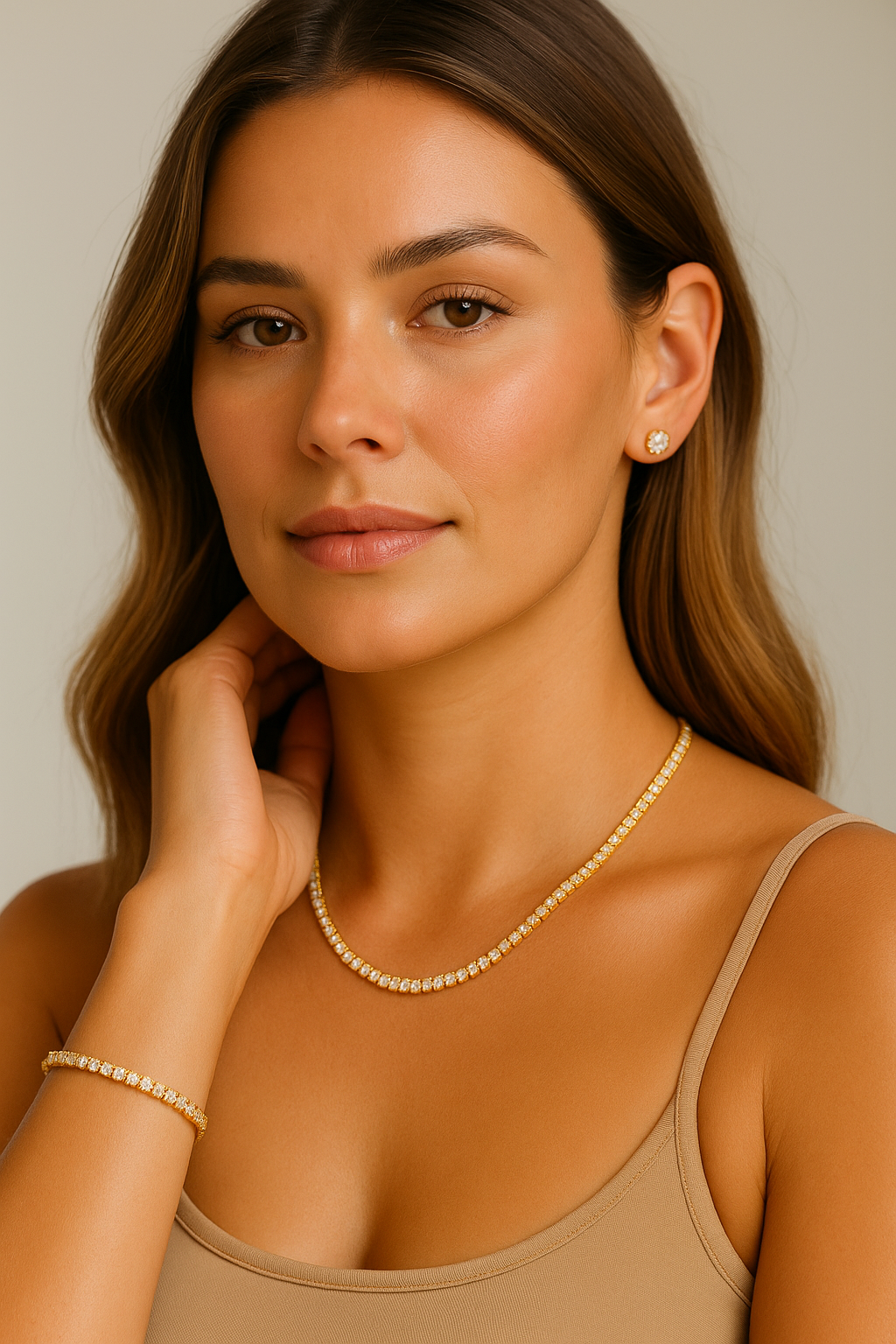 Gold Tennis Necklace – 3mm CZ, 40cm | Sterling Silver, Gold Plated