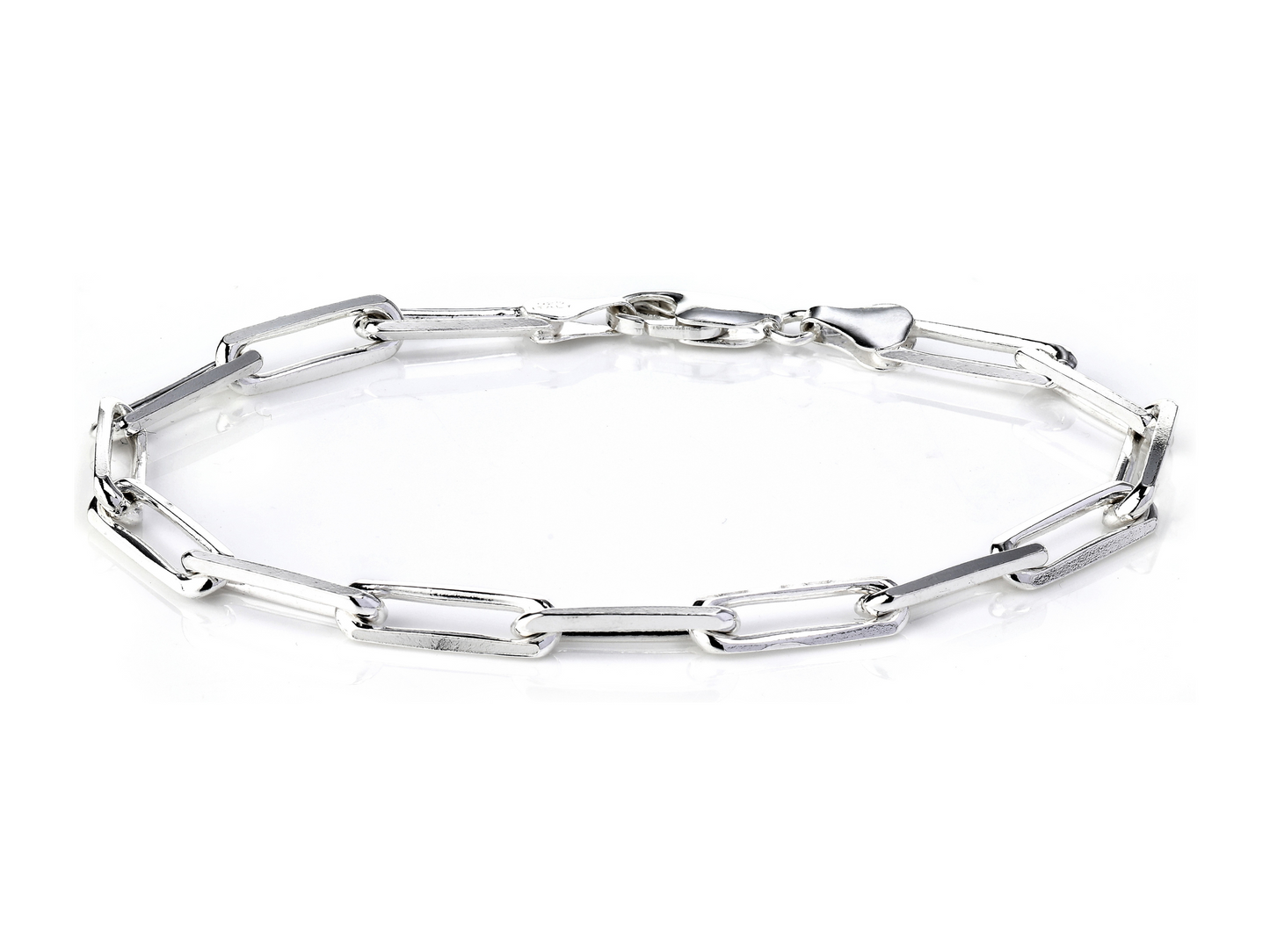 Silver bracelet on a white background