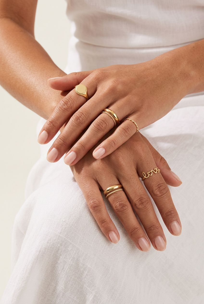 Soft all-white RubyJade Rings collection image