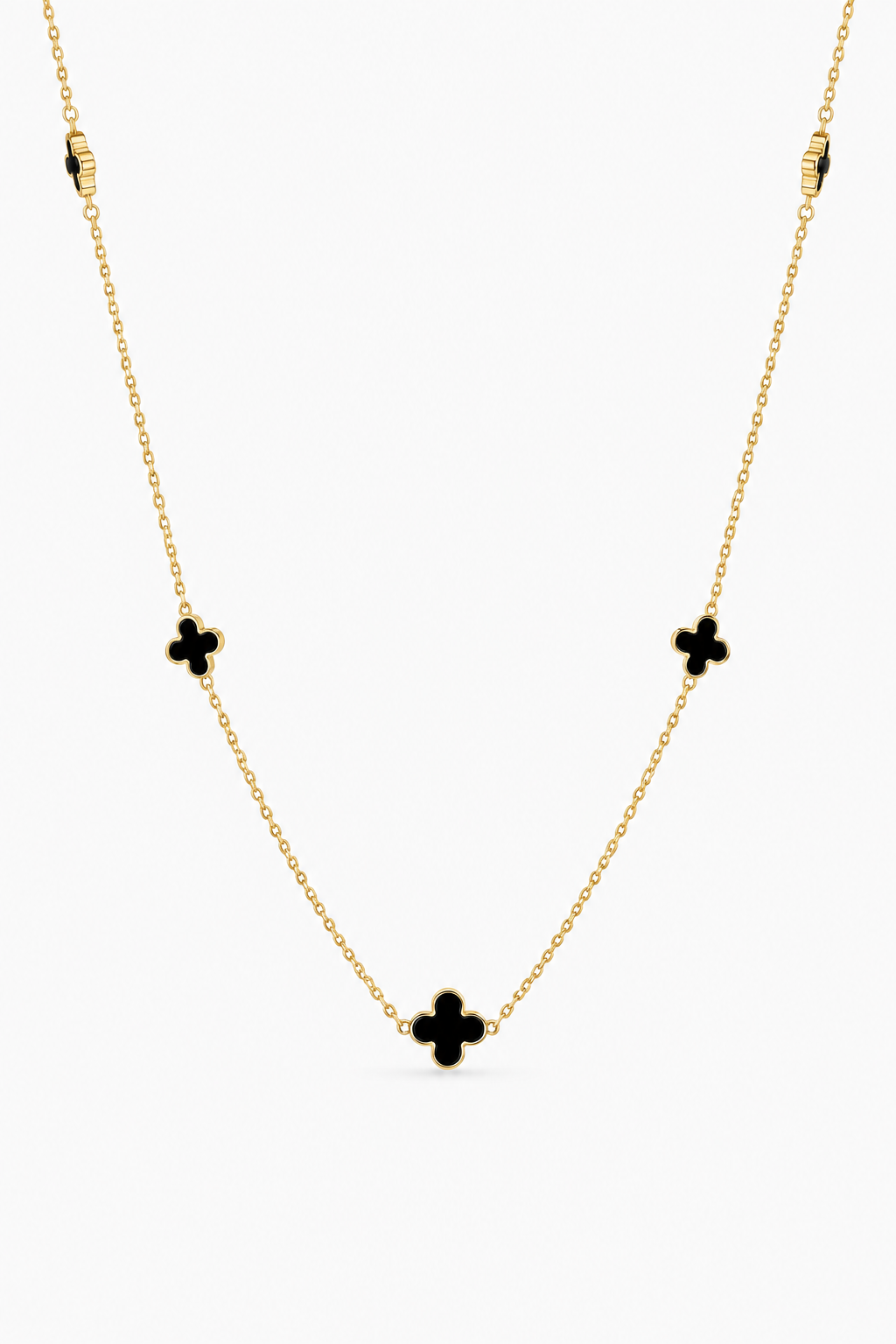 Black Onyx Clover Necklace