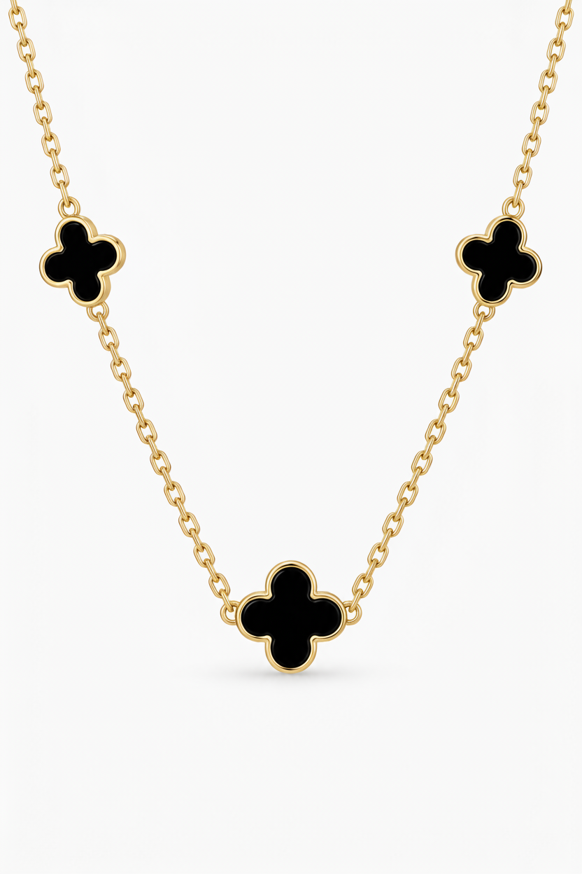 Black Onyx Clover Necklace