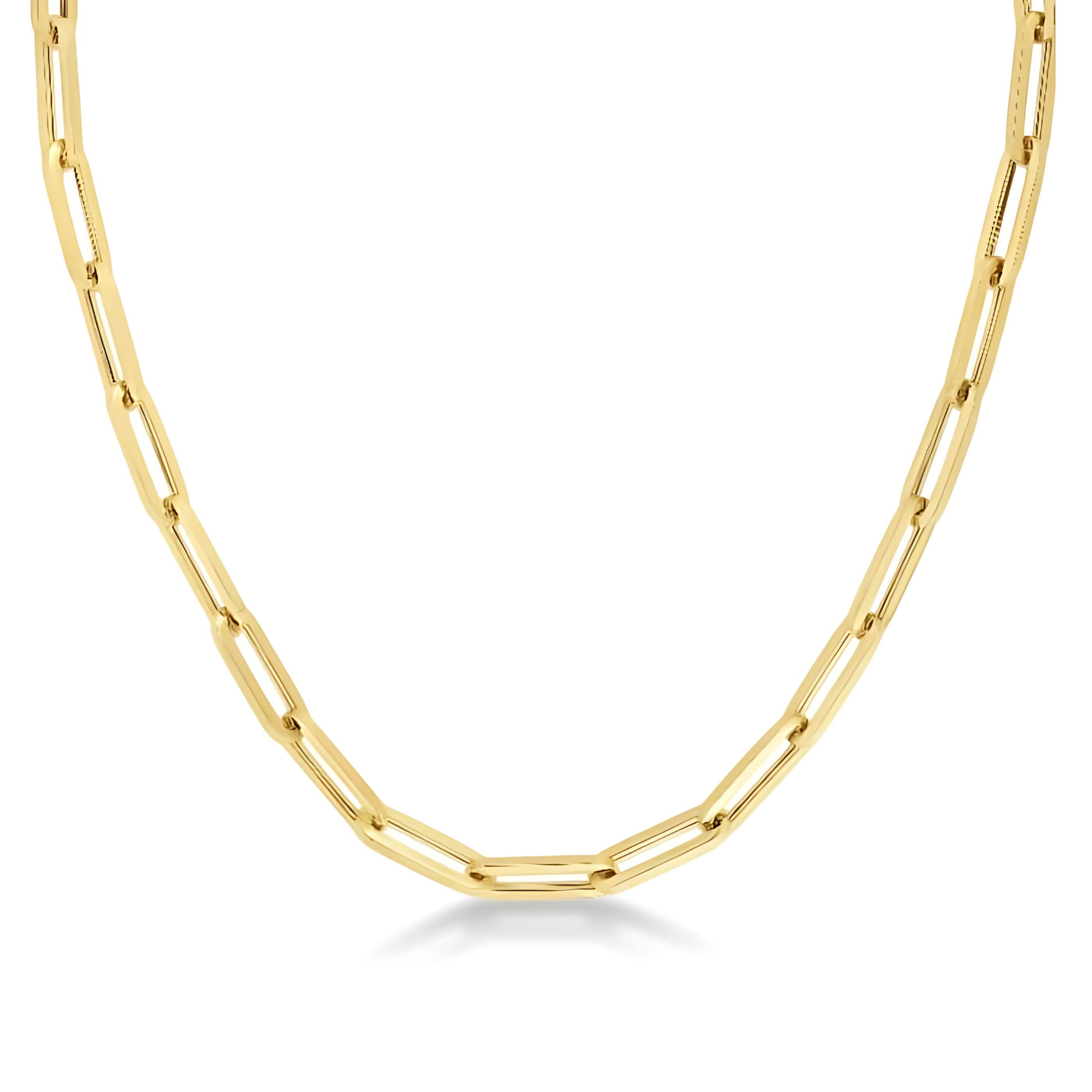 9ct Yellow Gold 4.6mm Hollow Faceted Paper Chain Necklace
