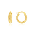 9ct Yellow Gold Tight Rope Twist Hoop Earrings - RubyJade 