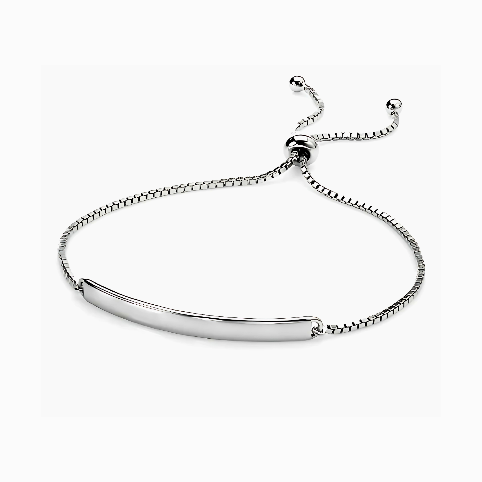 Sterling Silver ID Box Chain Bracelet