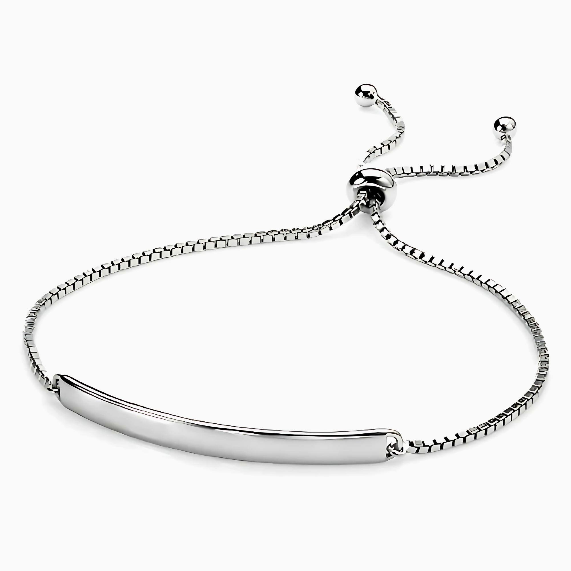 Sterling Silver ID Box Chain Bracelet