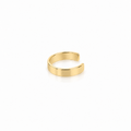 A minimalist, polished gold open cuff ring, also known as a bandillo, shown on a clean white background with a soft reflection underneath.