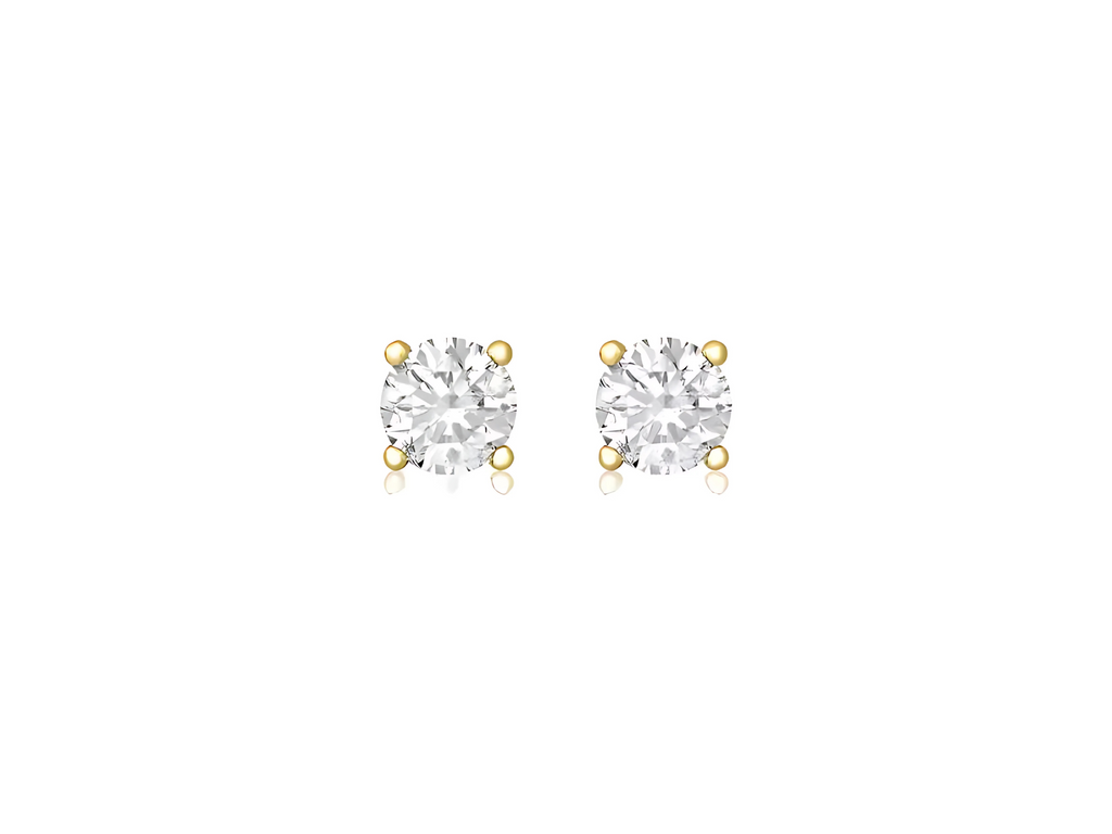 Pair of cubic stud earrings on a white background