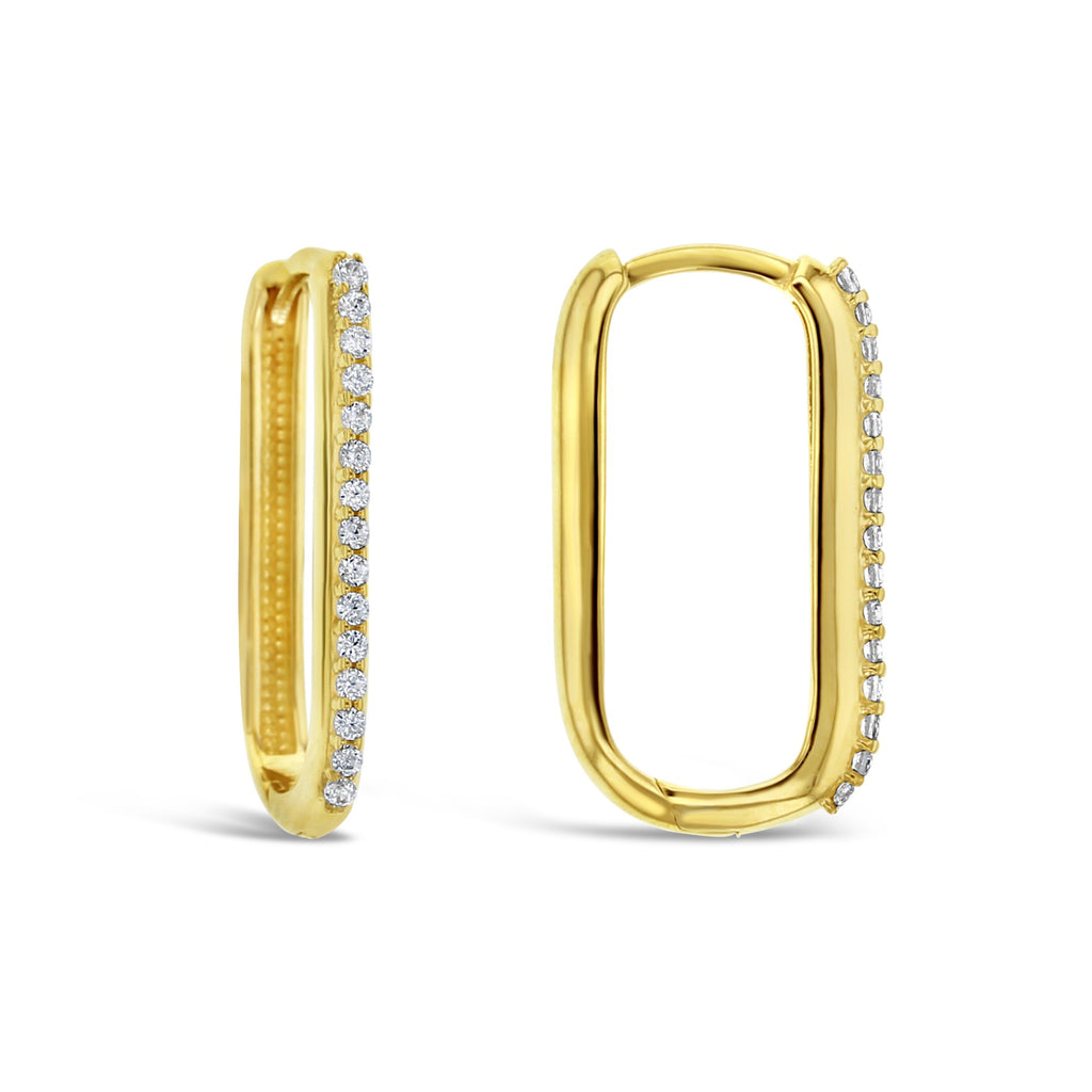 Gold Cubic Zirconia Set Paper Clip Huggie Earrings - RubyJade 
