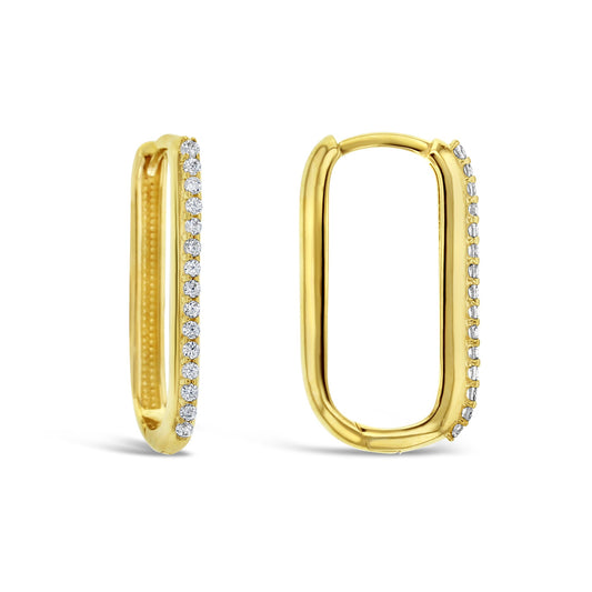 Gold Cubic Zirconia Set Paper Clip Huggie Earrings - RubyJade 