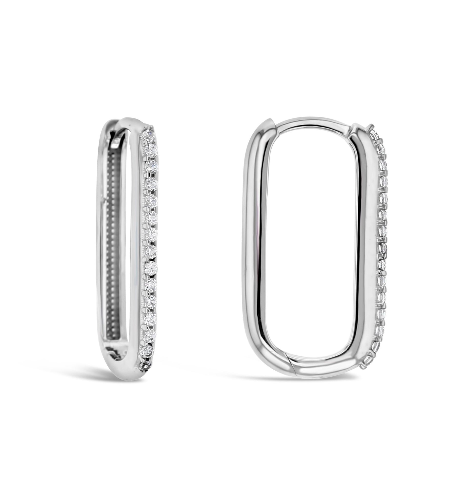 Gold Cubic Zirconia Set Paper Clip Huggie Earrings - RubyJade 