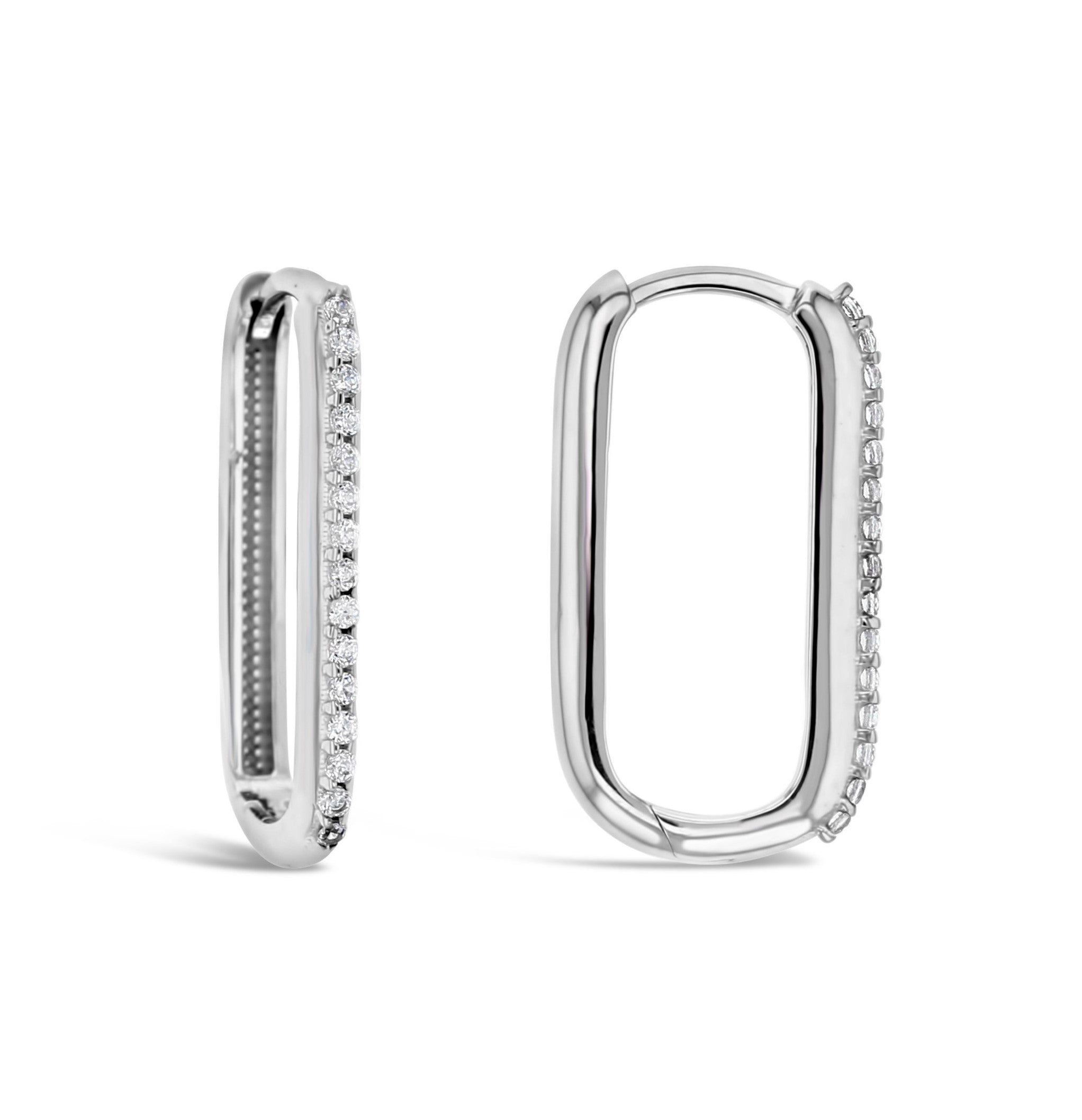 Gold Cubic Zirconia Set Paper Clip Huggie Earrings - RubyJade 