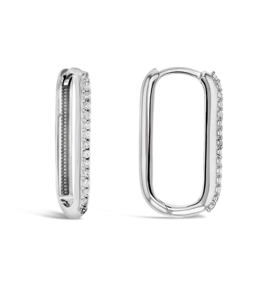 Gold Cubic Zirconia Set Paper Clip Huggie Earrings - RubyJade 