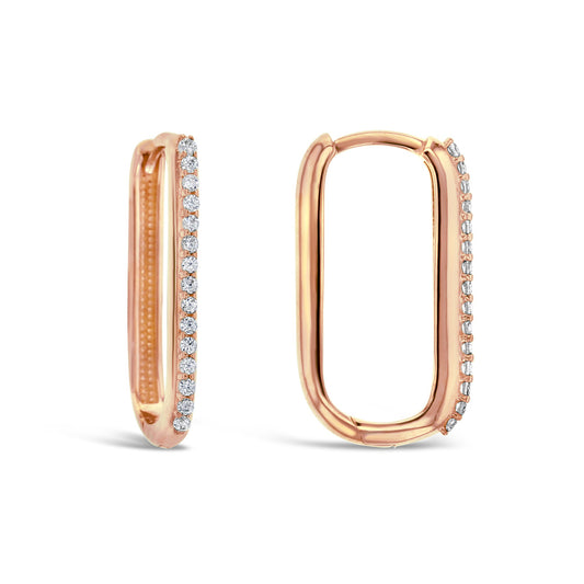 Gold Cubic Zirconia Set Paper Clip Huggie Earrings - RubyJade 