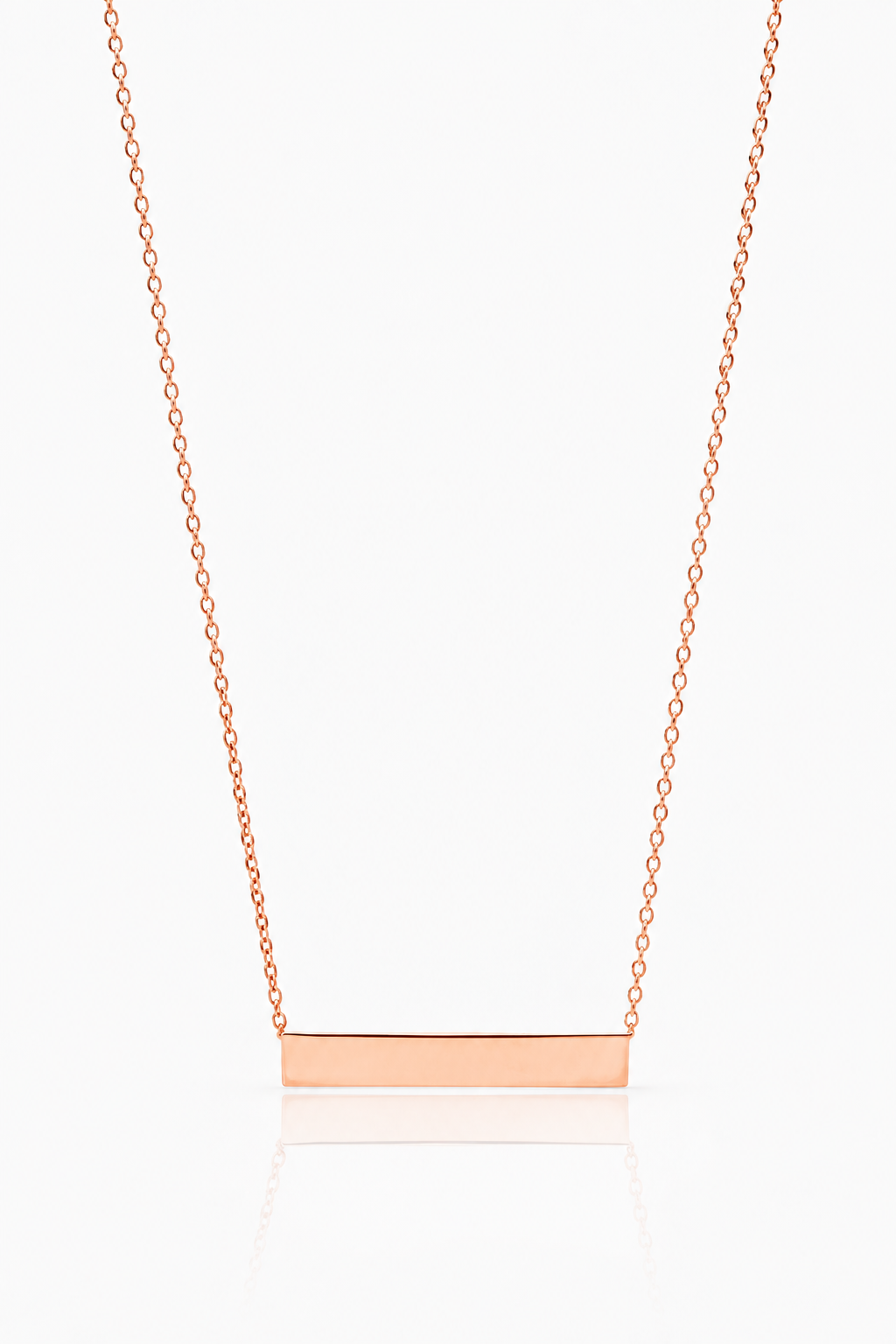 Rose gold plated engravable bar necklace