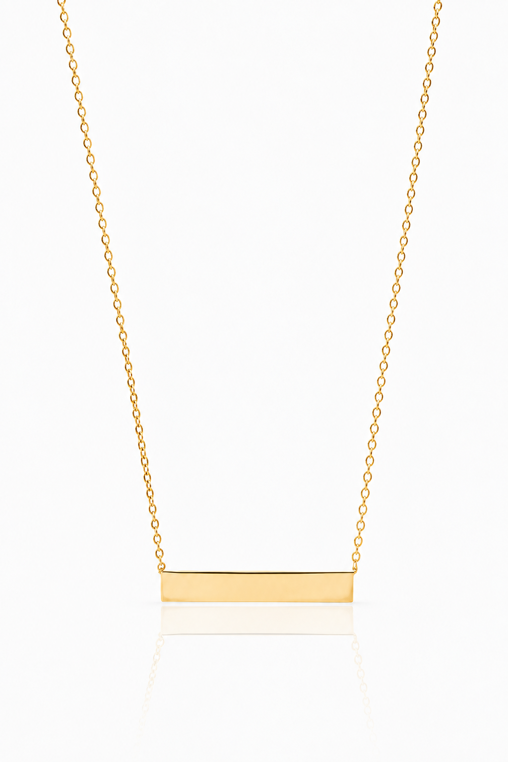 Yellow gold plated engravable bar necklace