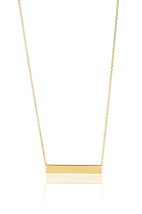 Engravable ID Horizontal Bar Necklace  in Yellow Gold Plated Sterling Silver