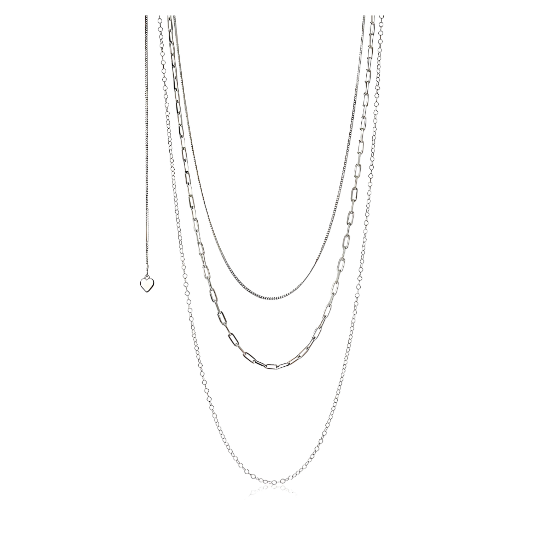 3 Piece 925 Sterling Silver Chain Set - RubyJade 