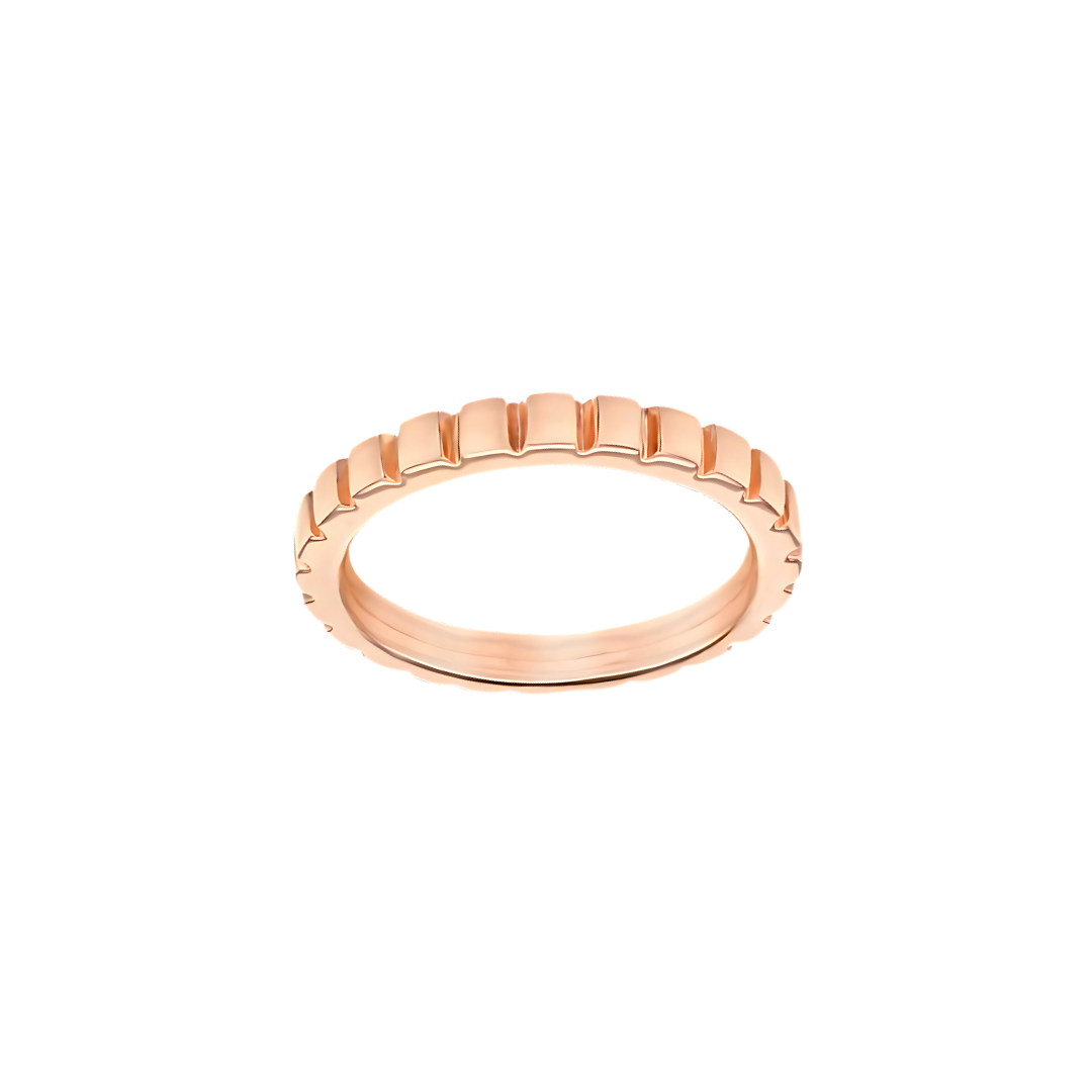 Rose Gold Ribbed Ring 3mm