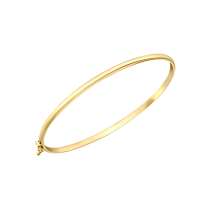 Gold 3mm Domed Bangle with Boxed Clasp - RubyJade 