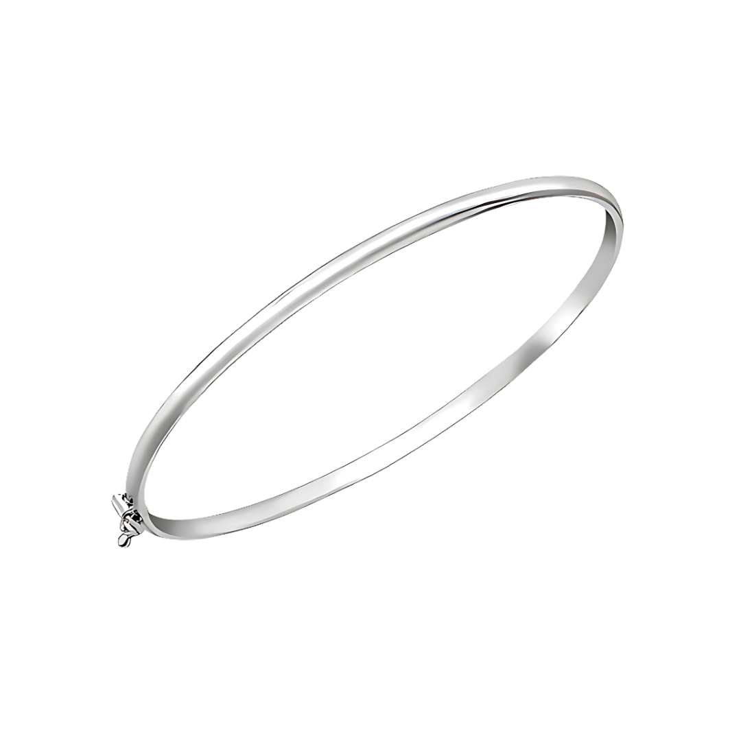 Gold 3mm Domed Bangle with Boxed Clasp - RubyJade 