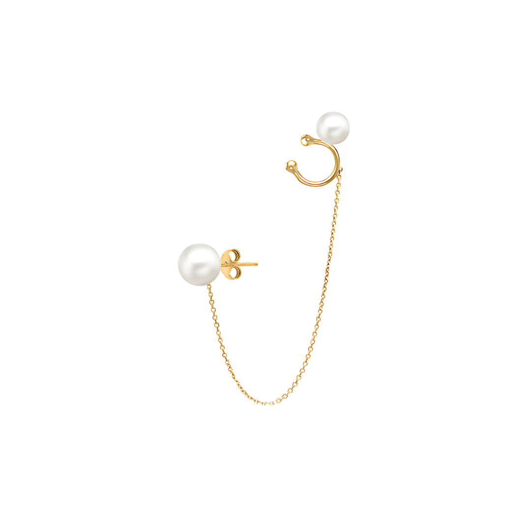 Freshwater Pearl Elongated Cuff Earring - RubyJade 
