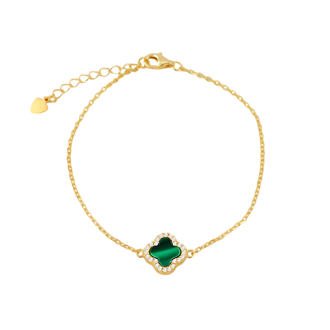 Malachite Petal Clover Bracelet – 18-20cm - RubyJade 