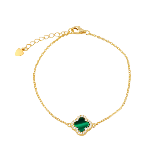 Malachite Petal Clover Bracelet – 18-20cm - RubyJade 