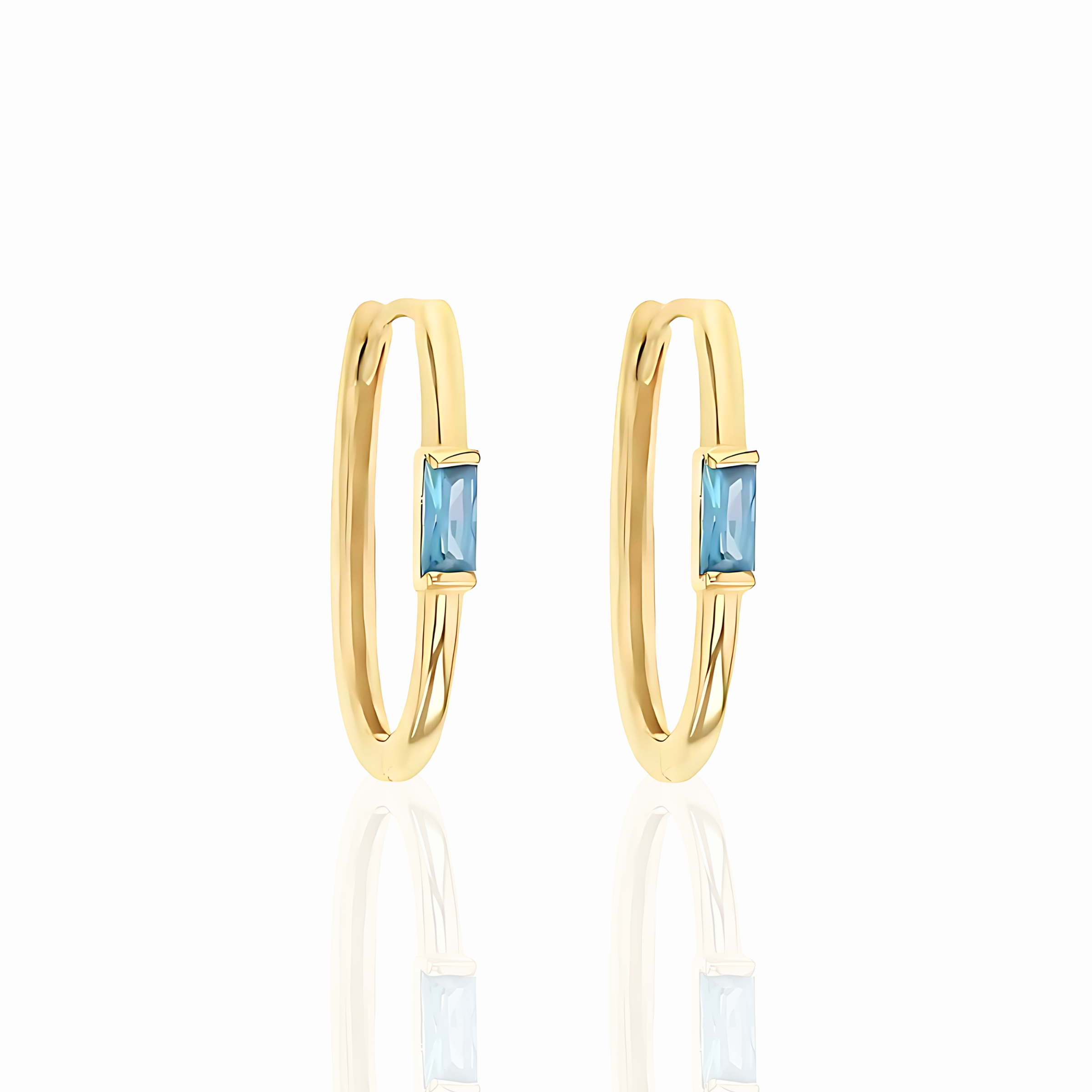 Gold Aquamarine Huggies