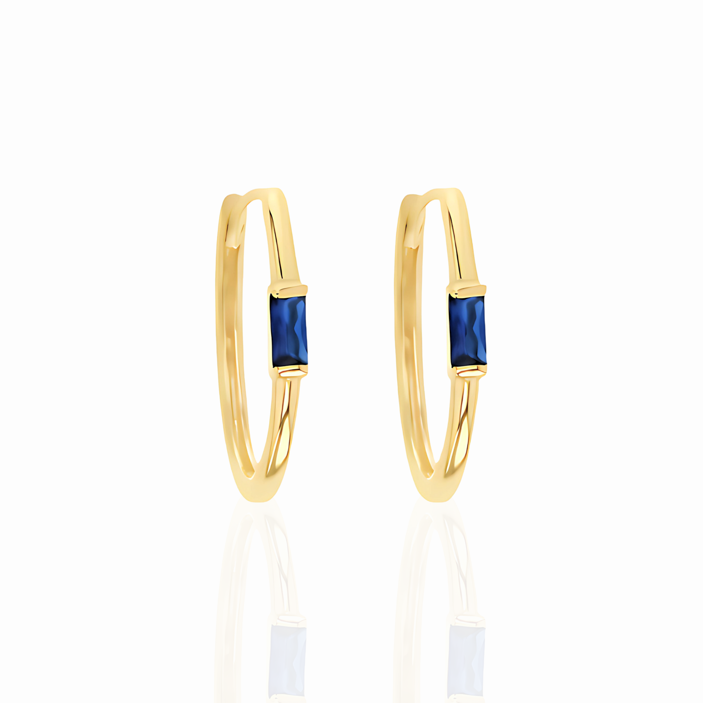 Gold Sapphire Paperclip Huggies