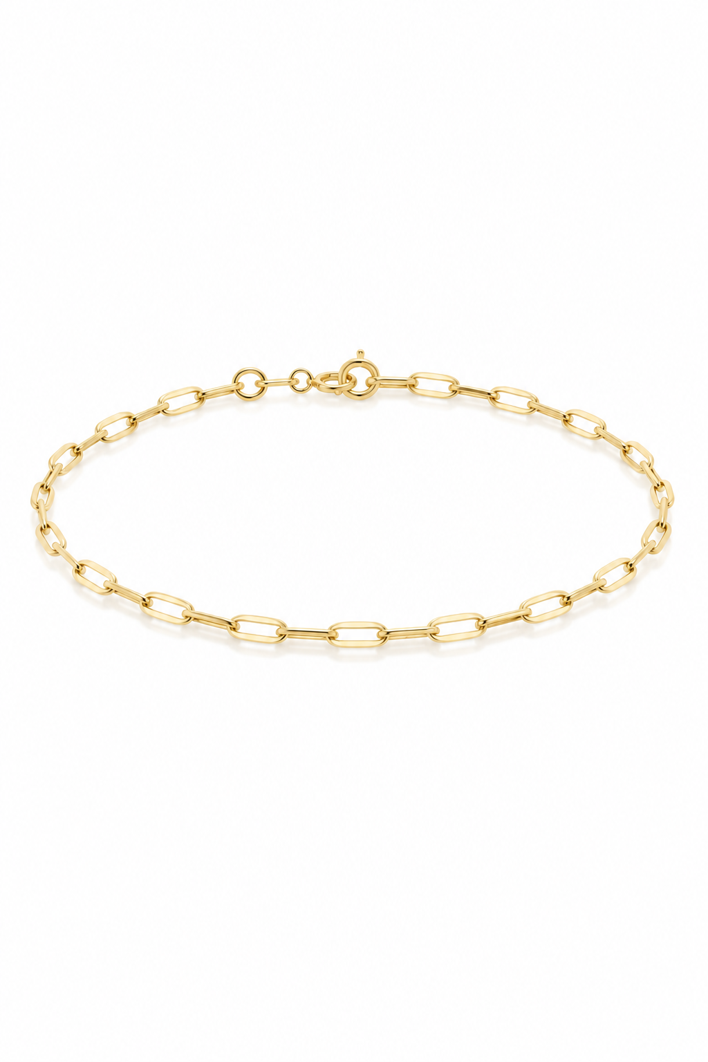 9ct yellow gold paperclip bracelet 18.5cm