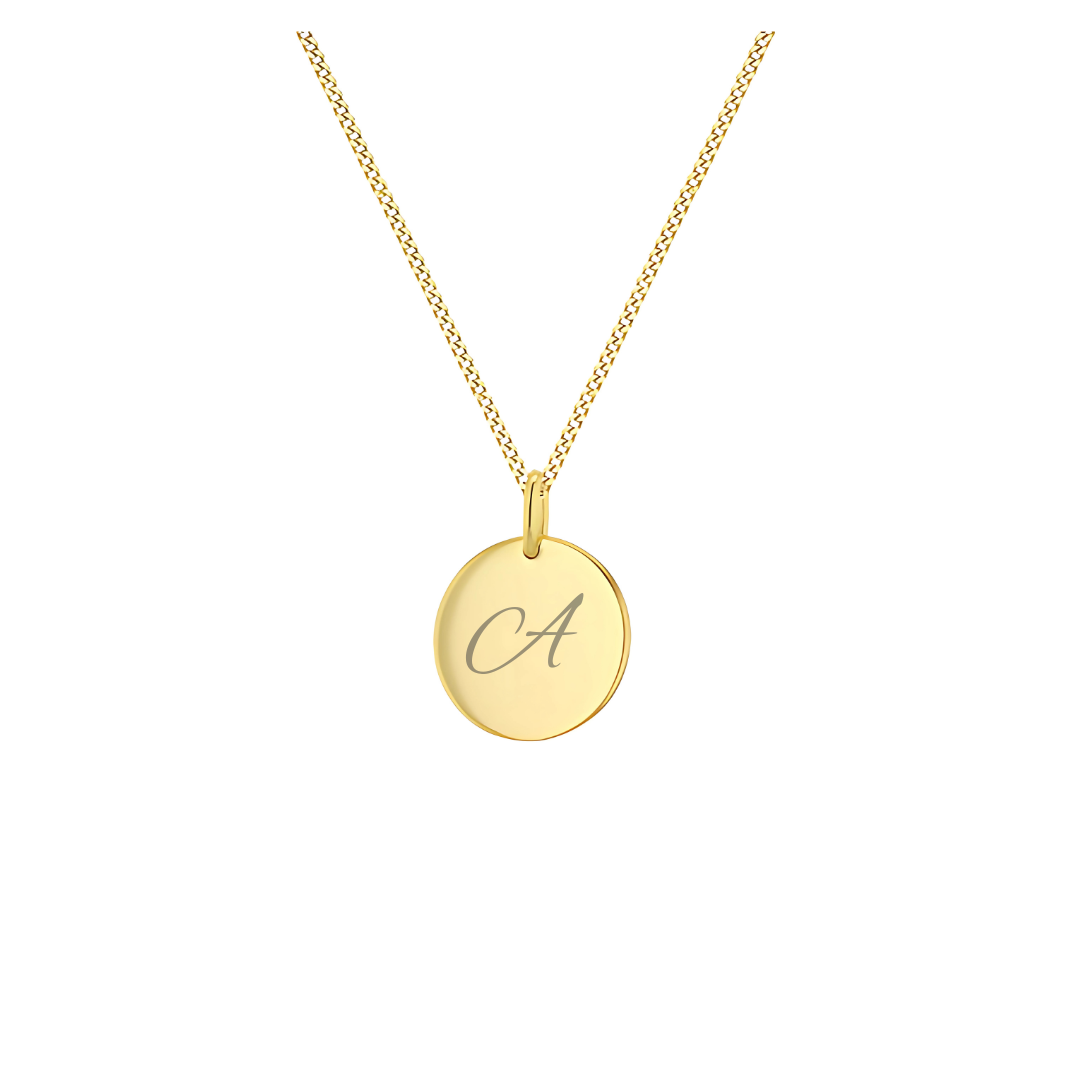 Gold Plated Sterling Silver Round Engravable Pendant - RubyJade 