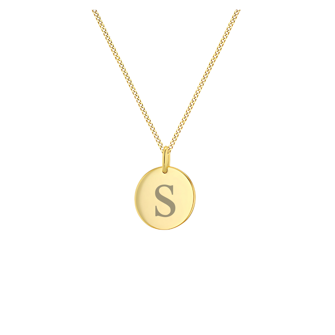 Gold Plated Sterling Silver Round Engravable Pendant - RubyJade 