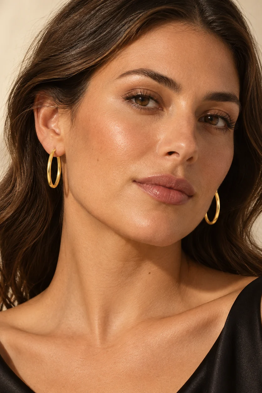 Oval Hoop Earrings 25mm