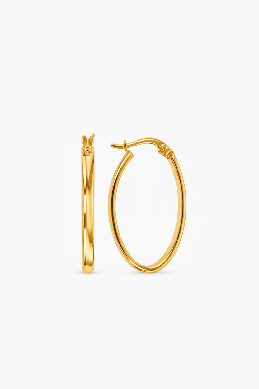 Oval Hoop Earrings 25mm