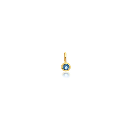Mini London Blue Topaz Charm – 9ct Yellow Gold