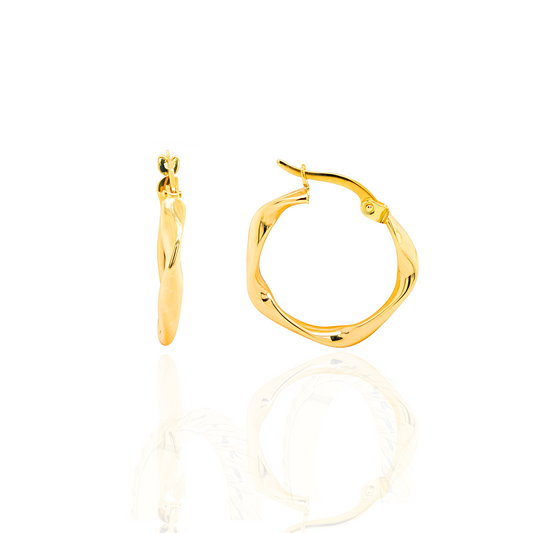 9ct Gold Swirl Hoop Earrings 15mm