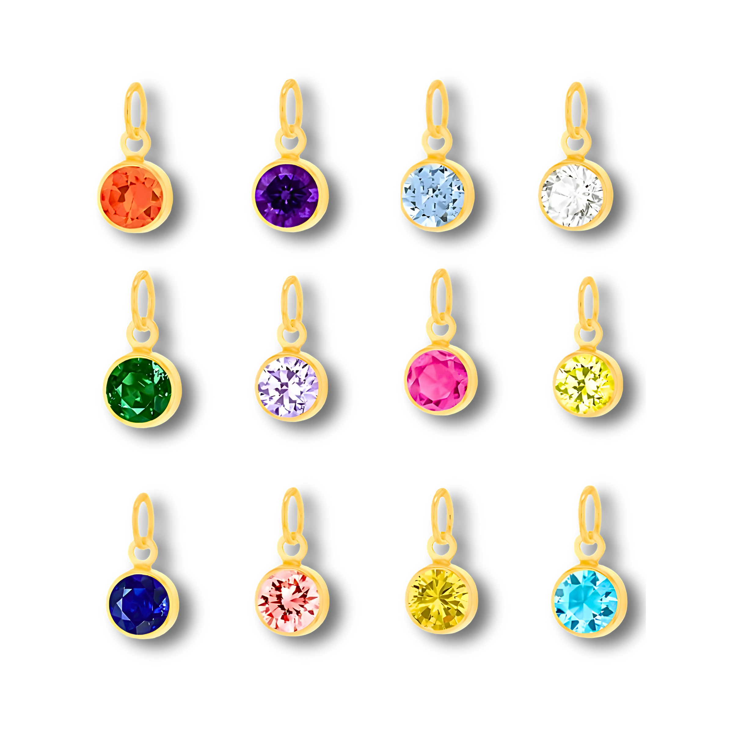 Gold Birthstone CZ Charm Pendant