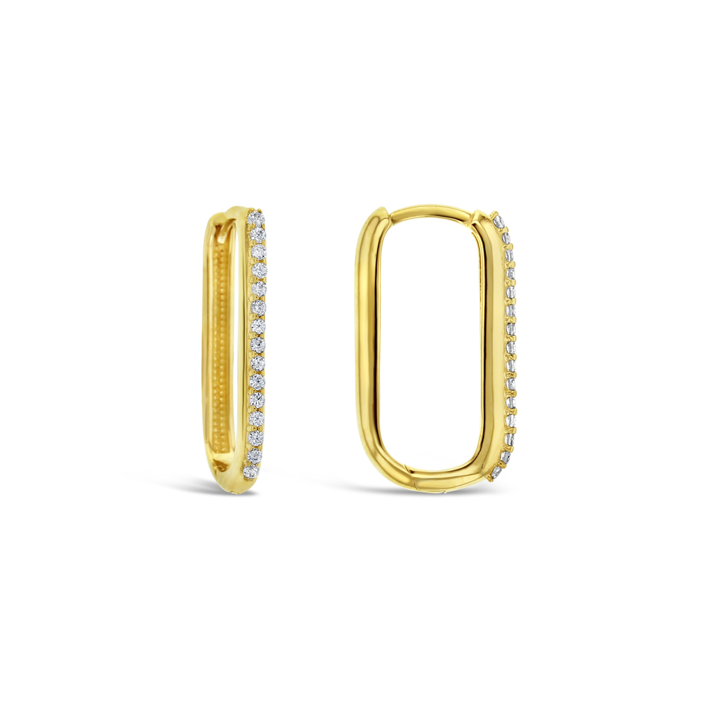 Gold CZ Paperclip Huggies
