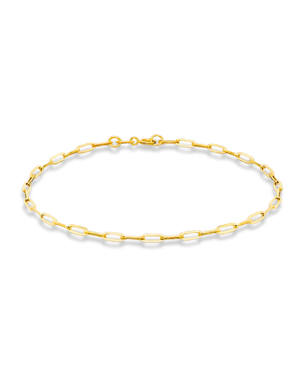 Gold chain bracelet on a white background