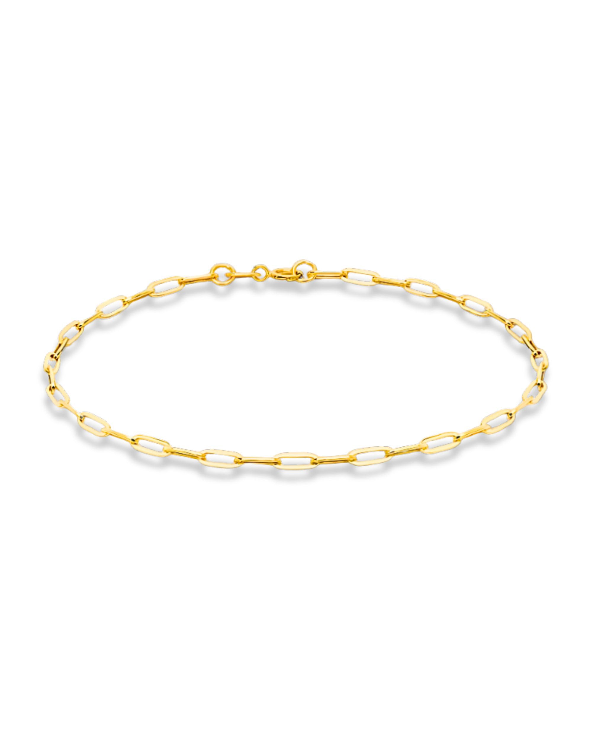 Gold chain bracelet on a white background