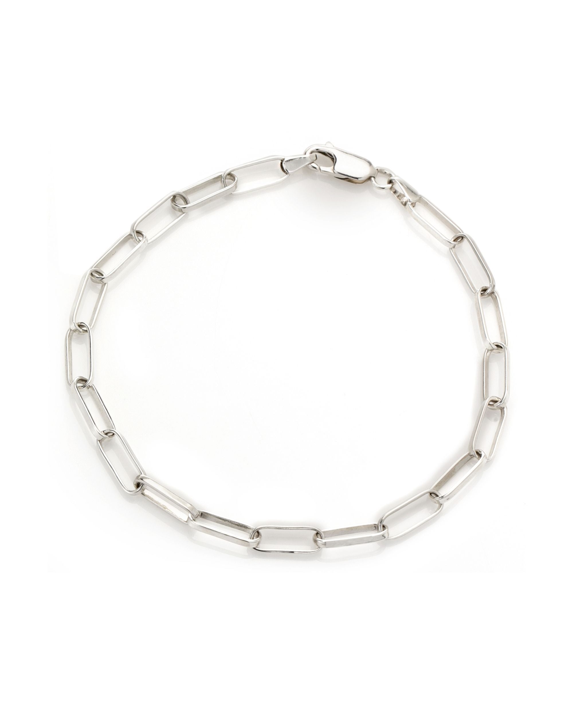 Silver chain bracelet on a white background