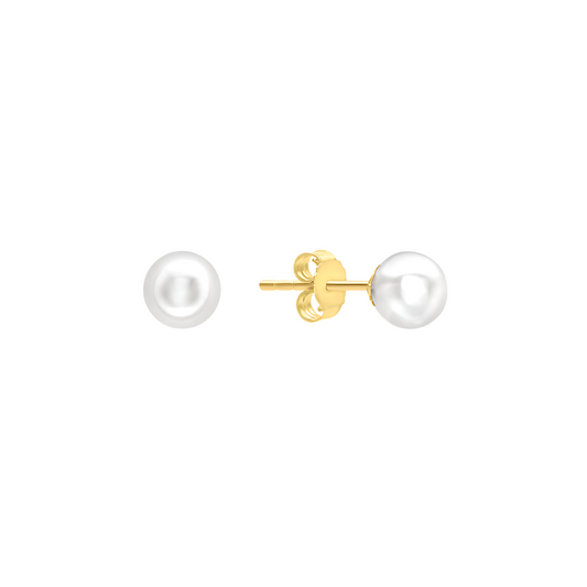 Freshwater Pearl Gold Studs - RubyJade 