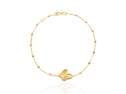 9ct Yellow Gold Butterfly Adjustable Bracelet