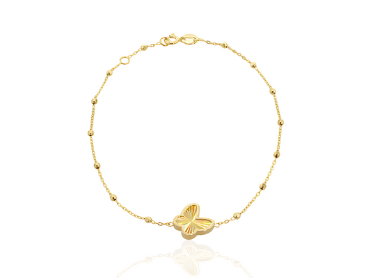 9ct Yellow Gold Butterfly Adjustable Bracelet